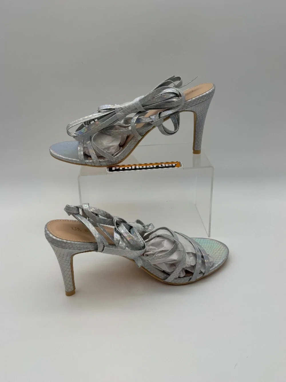 Perphy Women's Snakeskin Print Strappy Lace Up Stiletto Heel Slingback Sandals